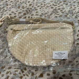 Clare V Grand Fanny Cream woven checker